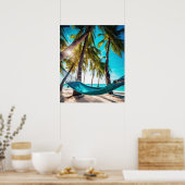 Poster Summer Beach Hammock Ocean Vacation Palm Trees (Cuisine)