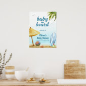 Poster Summer Beach Surboard Baby shower Bienvenue (Cuisine)