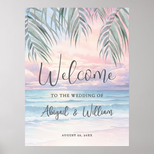 Poster Summer Beach Wedding Welcome Sign (Devant)