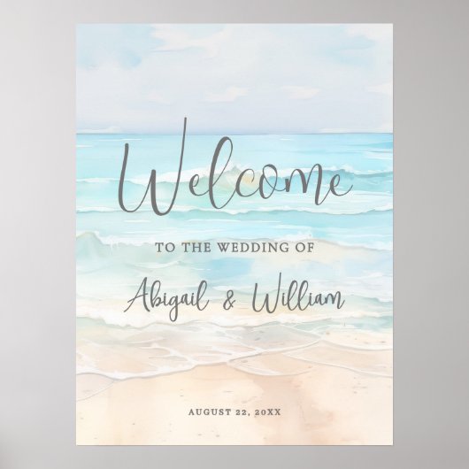 Poster Summer Beach Wedding Welcome Sign (Devant)