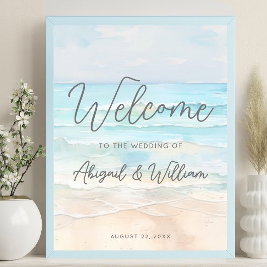Poster Summer Beach Wedding Welcome Sign