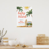 Poster Summer Boho Surf Beach Van Baby shower Bienvenue (Cuisine)
