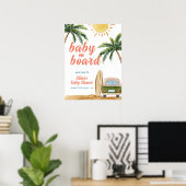 Poster Summer Boho Surf Beach Van Baby shower Bienvenue (Bureau à domicile)