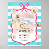 Poster Summer Chic Beach and Waves Bridal Shower Welcome (Devant)