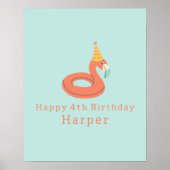 Poster summer flamingo float kids birthday pool party (Devant)
