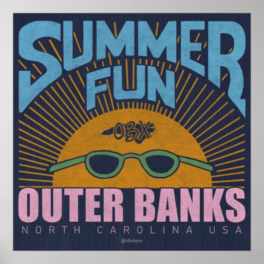 Poster Summer Fun OBX Bancs extérieurs Caroline du Nord V (Devant)