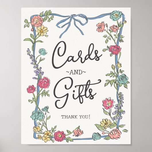 Poster Summer Garden Party Bright Floral Cartes & Cadeaux (Devant)