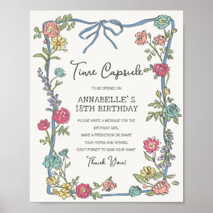 Poster Summer Garden Party Floral Anniversaire Heure Caps