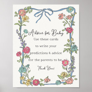 Poster Summer Garden Party Floral Douche conseil pour béb