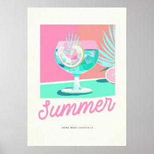 Poster Summer Home Cocktails Fabriqués Retro