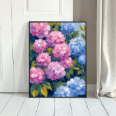 Poster Summer Hydrangeas | Pink & Blue Coastal Flowers