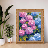 Poster Summer Hydrangeas | Pink & Blue Coastal Flowers
