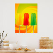 Poster Summer Ice Pops Trio Bright Popsicles