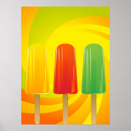Poster Summer Ice Pops Trio Bright Popsicles (Devant)