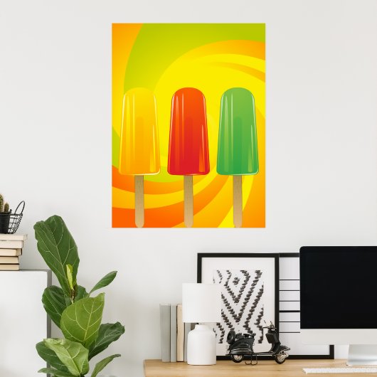 Poster Summer Ice Pops Trio Bright Popsicles (Bureau à domicile)