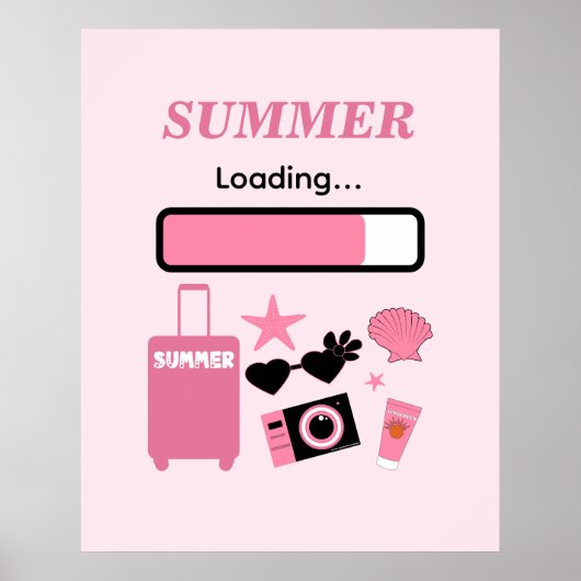 Poster Summer Loading Pink Summer Wall Art (Devant)