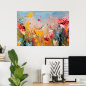 Poster Summer Meadow – Expressive Abstract Wildflowers (Bureau à domicile)