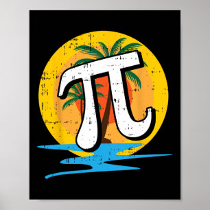 Poster Summer Pi Day Retro Beach Math
