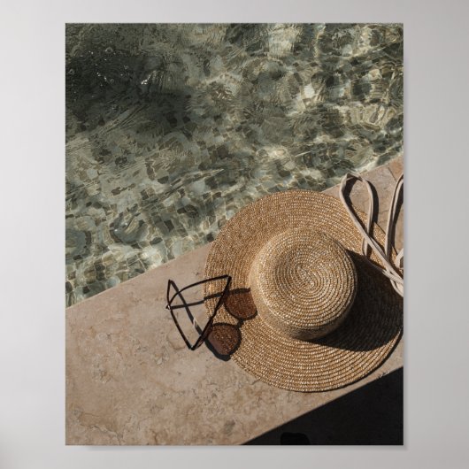 Poster Summer Poolside Aesthetic Straw Hat (Devant)
