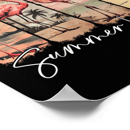 Poster Summer Vibes Beach Flamant rose rose Palm Tree été (Coin)