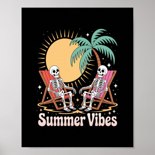 Poster Summer Vibes Skeleton Summer Vacances Plage (Devant)