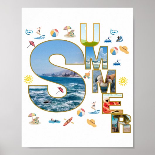 Poster Summer Vibes Typography Collage Art (Devant)
