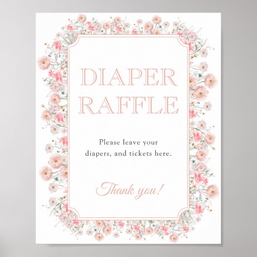 Poster Summer Wildflower Diaper Raffle Baby Shower (Devant)