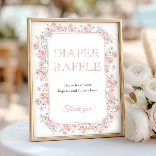 Poster Summer Wildflower Diaper Raffle Baby Shower