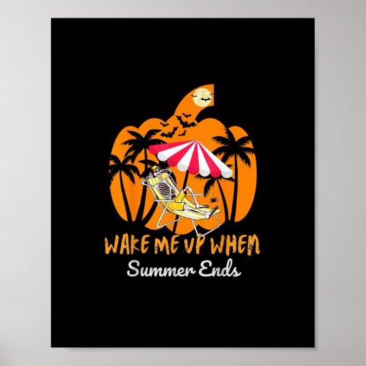Poster Summerween Citrouille de plage Skeleton drôle Hall (Devant)