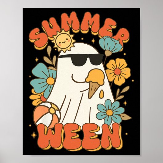 Poster Summerween Ghost Crème de glace mignonne drôle Hal (Devant)