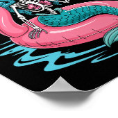 Poster Summerween Mermaid Skeleton Beach Flamant rose Hal (Coin)