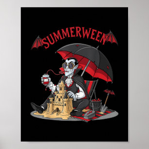 Poster Summerween Plage Vampire Dracula Sandcastle Gothiq