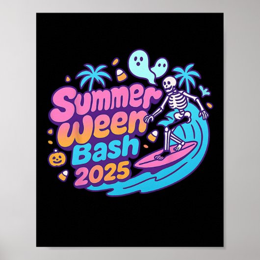 Poster Summerween Sh 2025 Skeleton Beach Party Halloween (Devant)