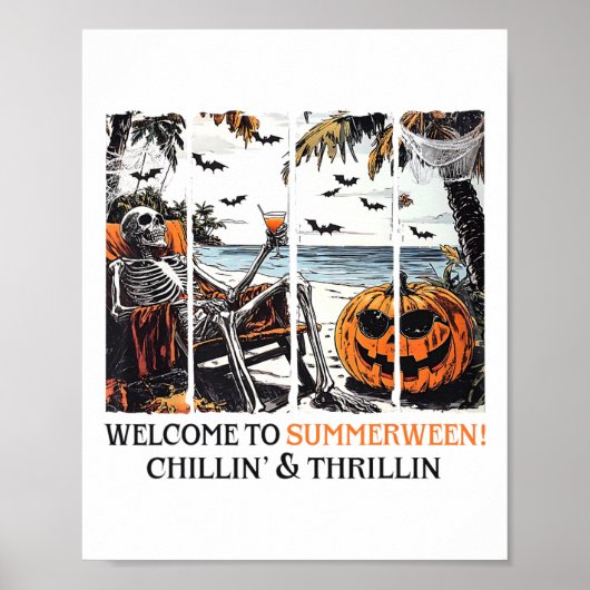 Poster Summerween Skeleton Beach Party Halloween Été V (Devant)