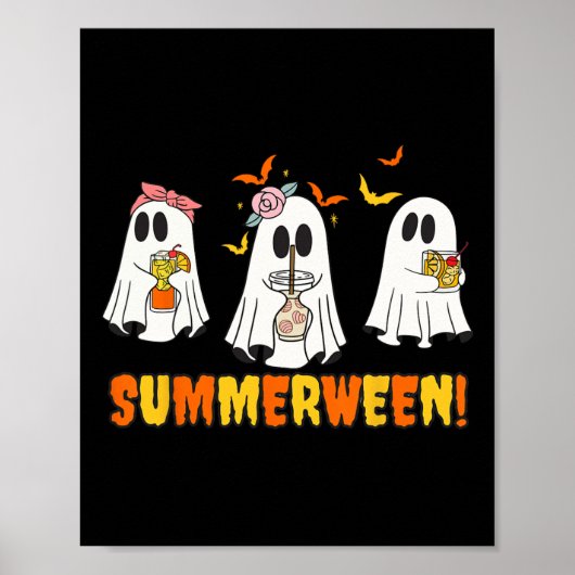 Poster Summerween Skeleton Ghost Beach Party Halloween Vi (Devant)