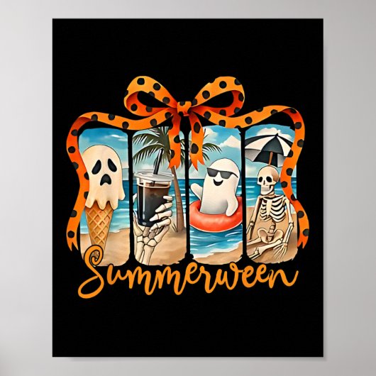 Poster Summerween Skeleton Ghost Beach Party Halloween Vi (Devant)