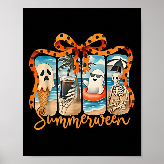 Poster Summerween Skeleton Ghost Beach Party Halloween Vi (Devant)