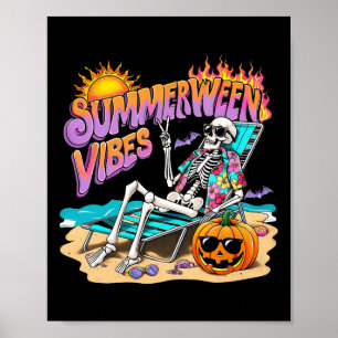 Poster Summerween Vibes Skeleton Citrouille Vacances Éffr