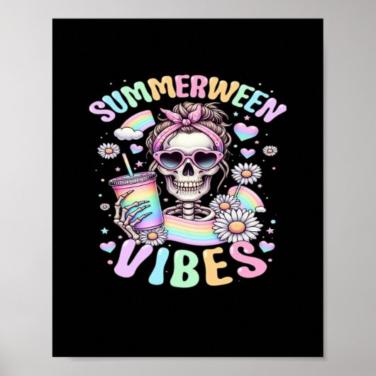Poster Summerween Vibes Sweet Skeleton Girl Summer Hallow (Devant)