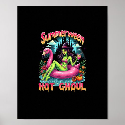 Poster Summerween Witch Vibes Vacation Halloween Funny Pa (Devant)