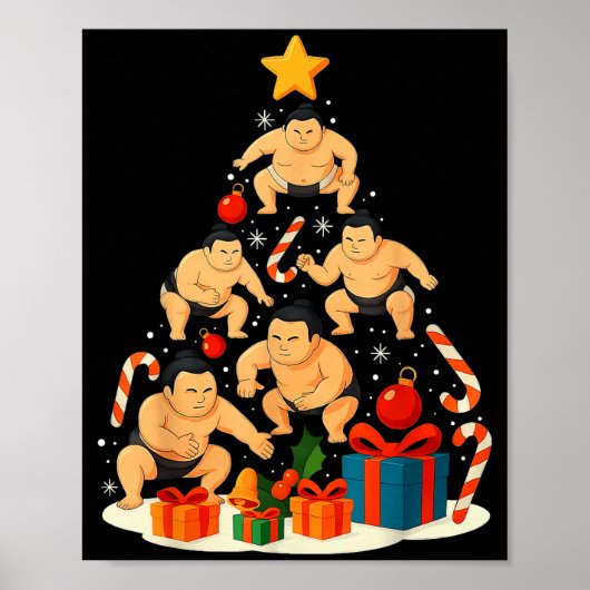 Poster Sumo Wrestling Japanese Sumo Wrestler Christmas Tr (Devant)