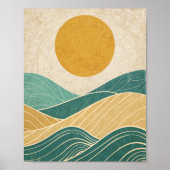 Poster Sun Over Rolling Hills & Waves (Devant)