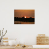 Poster Sun Setting Behind the Pirate Ship Poster.... (Cuisine)