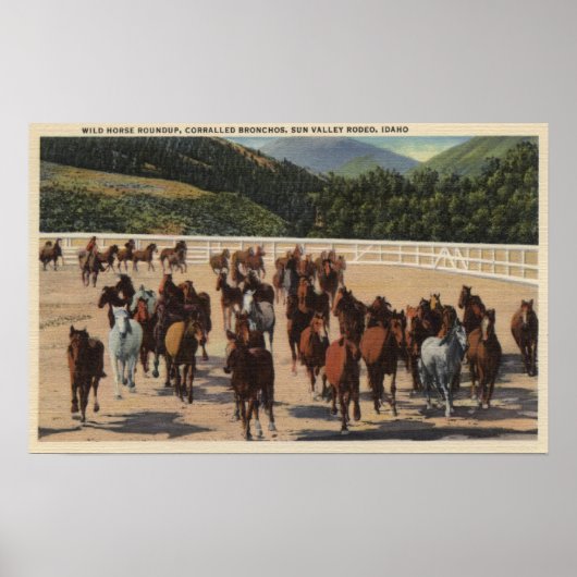 Poster Sun Valley, ID - Wild Horse Roundup (Devant)