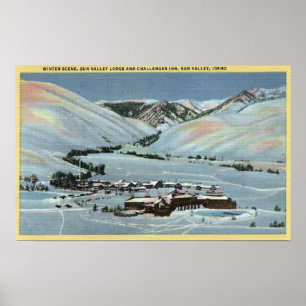 Poster Sun Valley, ID - Winter Scene, Sun Valley