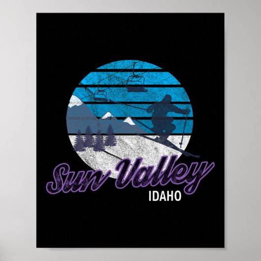Poster Sun Valley Idaho Usa Station de ski Snowboard (Devant)