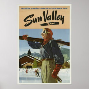 Poster Sun Valley Idaho Vintage voyage de sports d'hiver