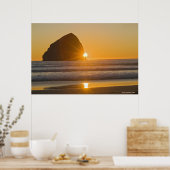 Poster Sunburst Et Haystack Rock Au Cap Kiwanda (Cuisine)