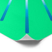 Poster Sunburst géométrique moderne - bleu et vert Jade (Coin)