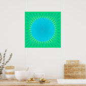 Poster Sunburst géométrique moderne - bleu et vert Jade (Cuisine)